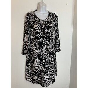 Chicos Black and white swirl patten  Art Print Dress Womens 2 US L  (10)